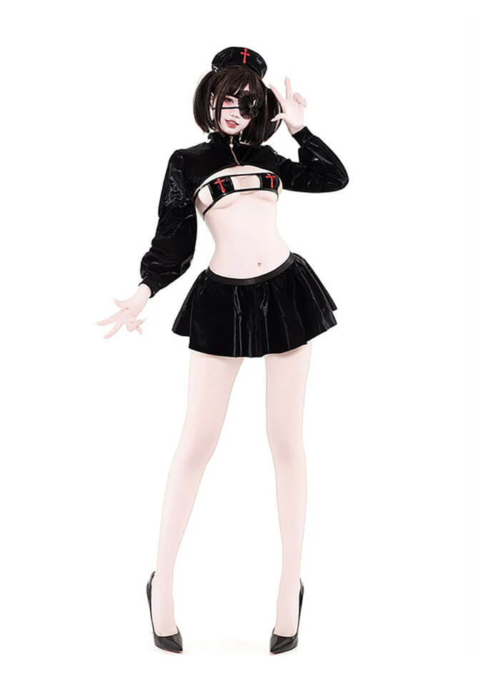 Latex Gothic Nurse Costume 5